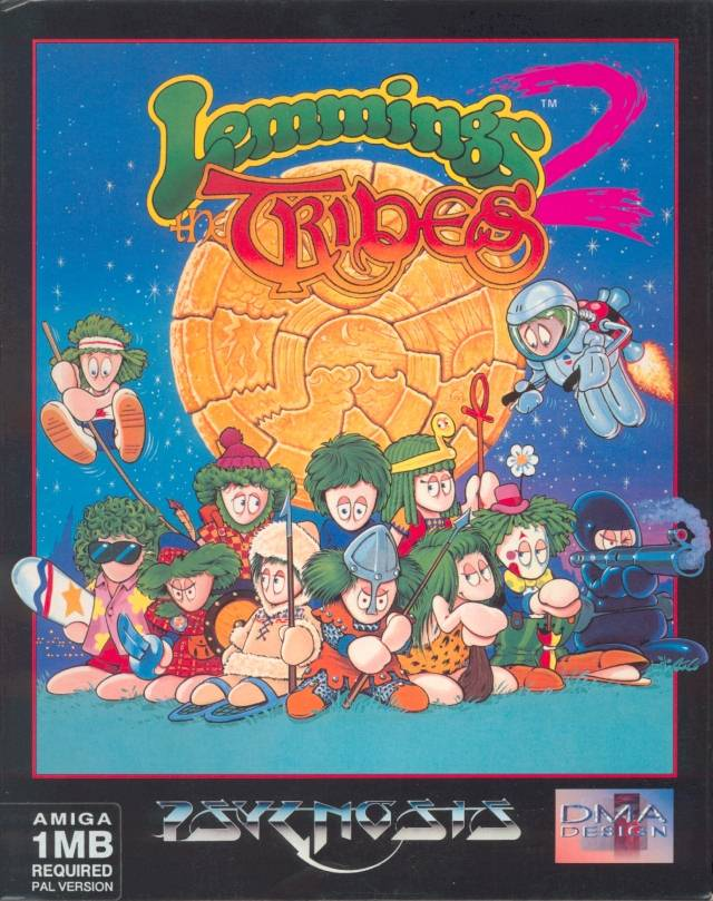 Lemmings 2 The Tribes box art for Amiga